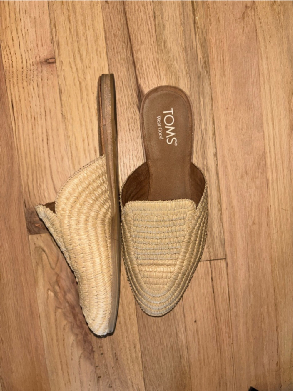 Tom’s Rafia Woven Mules Natural Minimalist Style Cloudfoam Comfort Women’s 7 - Picture 4 of 6